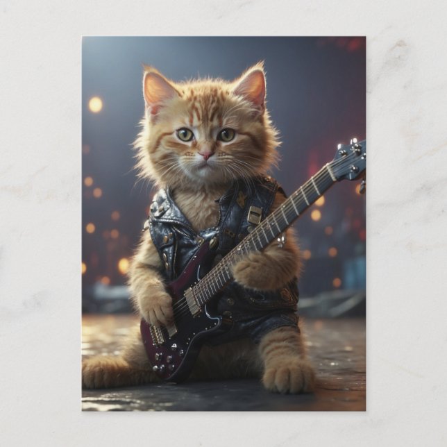 CARTÃO POSTAL GUITAR DE JOGO GATO (Frente)