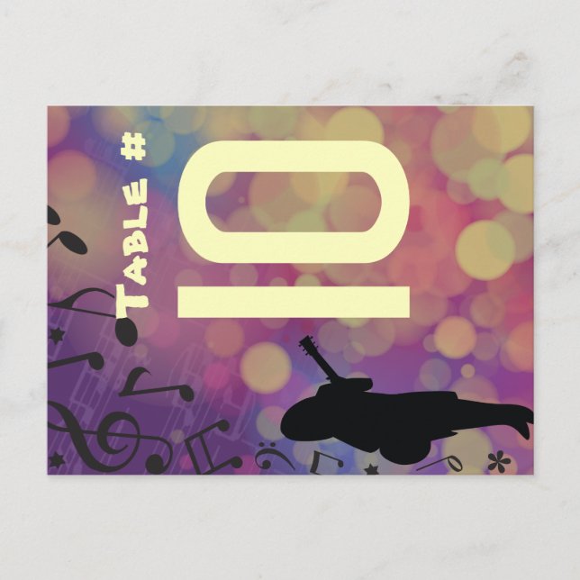 Cartão Postal Guitar Girl Bat Mitzvah Mesa Sating Card (Frente)