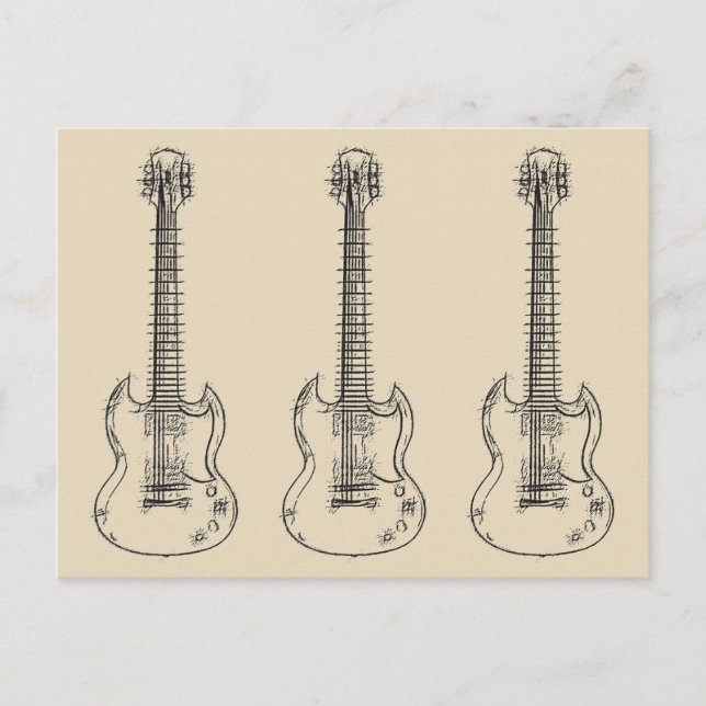 Cartão Postal Guitar Sketch (Frente)