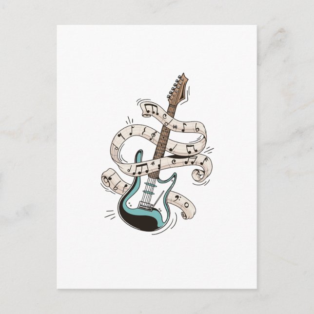 Cartão Postal guitar with notes (Frente)