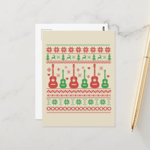 Cartão Postal Guitarra acústica de suéter de Natal feia