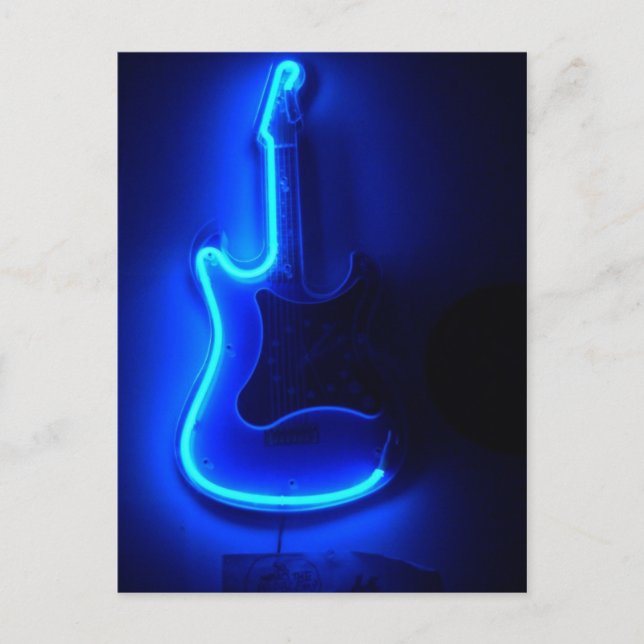 Cartão Postal Guitarra Azul, Legal Sinal de Neon (Frente)