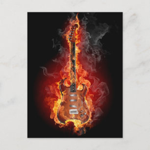 Cartão Postal Guitarra de rock flamejante