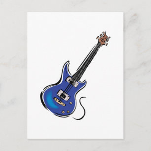 Cartão Postal guitarra elétrica azul