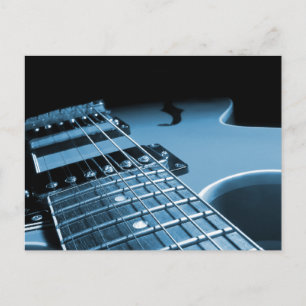 Cartão Postal Guitarra Elétrica Close Up - Azul