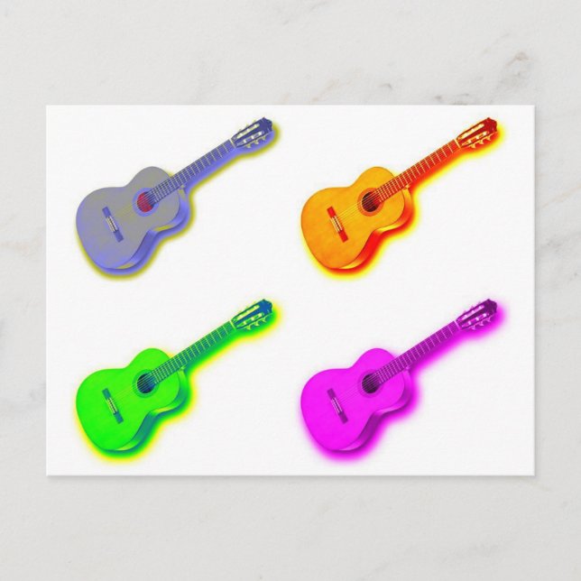 Cartão Postal Guitarra Espanhola Clássica de pop Art (Frente)