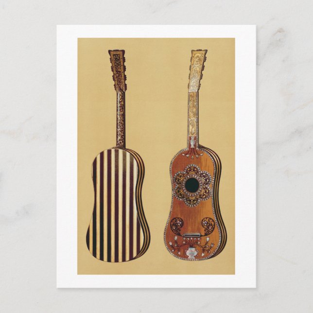 Cartão Postal Guitarra incrustada com madrepérola, de 'Música (Frente)