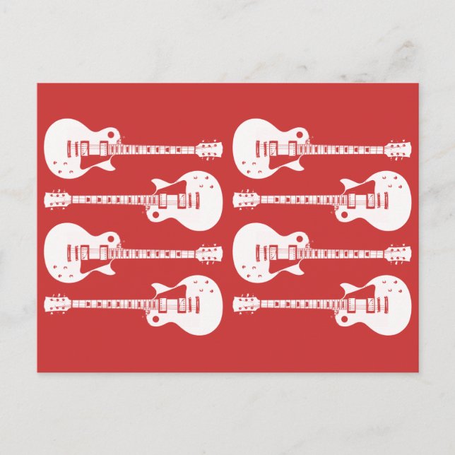 Cartão Postal Guitarras Elétricas Gráfico em Branco (Frente)