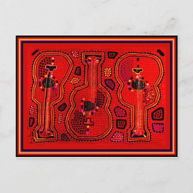 Cartão Postal Guitarras Kuna Indian (Frente)