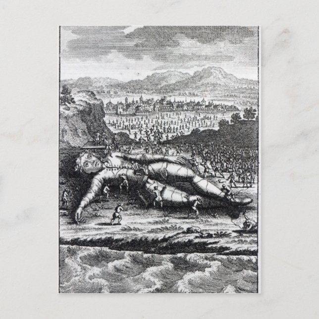 Cartão Postal Guliver capturado pelos liliputianos (Frente)