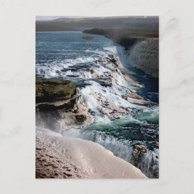 Cartão Postal Gull Foss Waterfall Islândia (Frente)