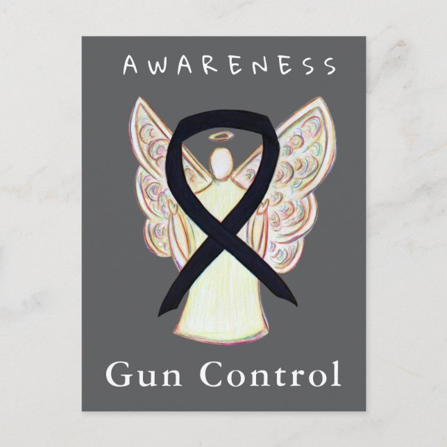Cartão Postal Gun Control Awareness Black Ribbon Custom Cards (Frente)
