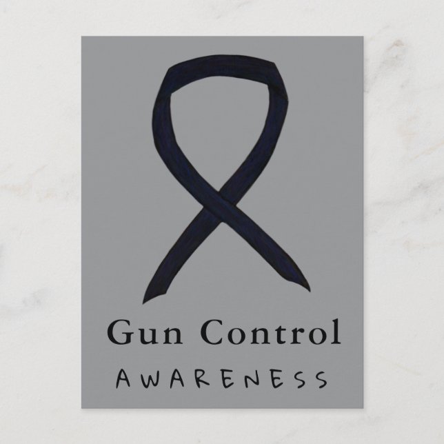 Cartão Postal Gun Control Awareness Black Ribbon Postcards (Frente)