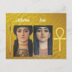 Cartão Postal Gustav Klimt-Athena & Aegis   deusa retrô