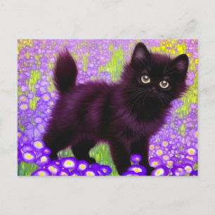 Cartão Postal Gustav Klimt Black Kitten