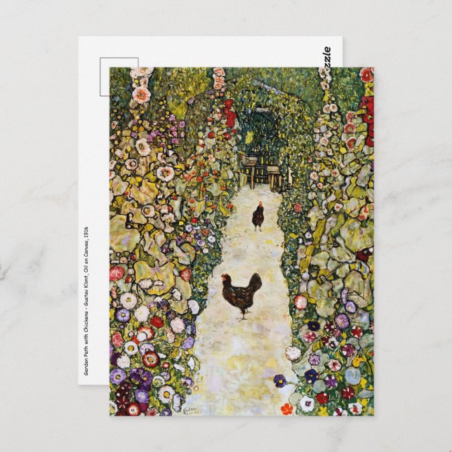 Cartão Postal Gustav Klimt - Caminho do Jardim com Galinhas (Frente/Verso)