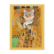 Gustav Klimt - cartão-postal de gato giro