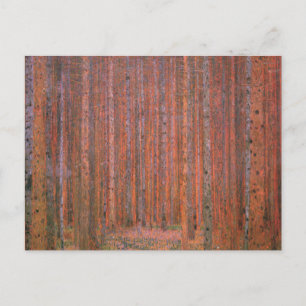 Cartão Postal Gustav Klimt Fir Forest Tannenwald árvores vermel