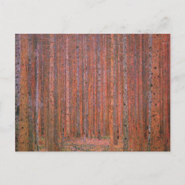 Cartão Postal Gustav Klimt Fir Forest Tannenwald árvores vermelh (Frente)