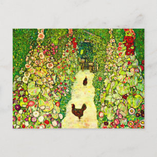 Cartão Postal Gustav Klimt Garden com Galinhas