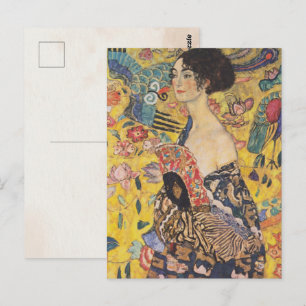Cartão Postal Gustav Klimt-Lady com ventilador  