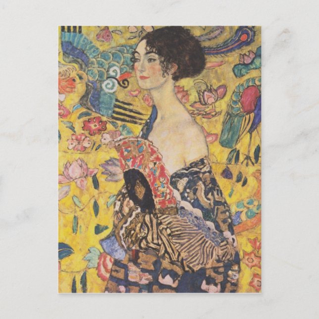 Cartão Postal Gustav Klimt - Mulher com fã (Frente)