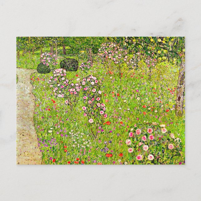 Cartão Postal Gustav Klimt Orchard com Rosas (Frente)
