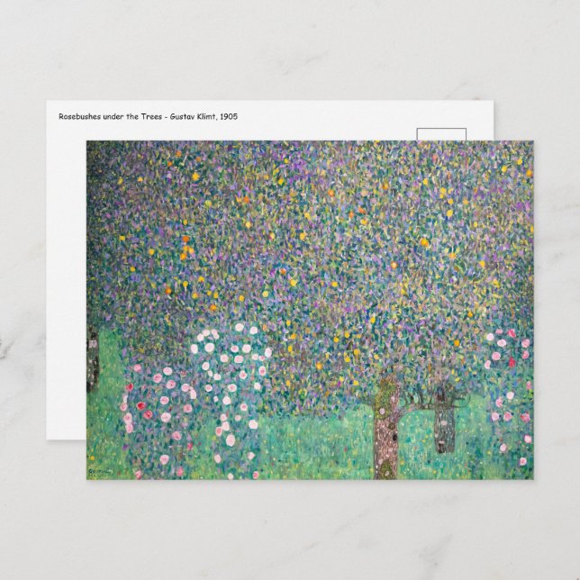 Cartão Postal Gustav Klimt - Rosebushes debaixo das Árvores (Frente/Verso)