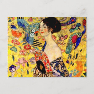 Cartão Postal Gustav Klimt Senhora com Leque