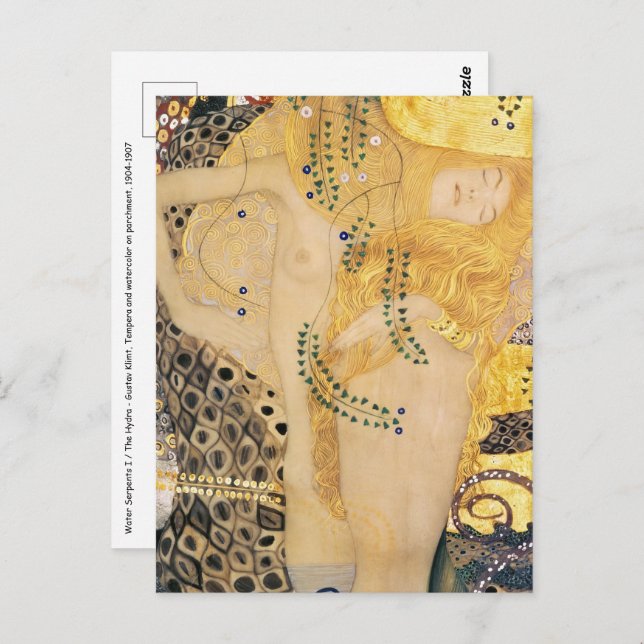 Cartão Postal Gustav Klimt - Serpentes de Água I (Frente/Verso)