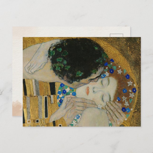 Cartão Postal Gustav Klimt-The Kiss(detalhe) | Trabalho de arte  (Frente/Verso)