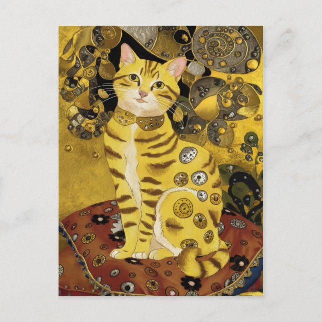 Cartão Postal Gustav Klimt, uma colher de gato giro, Gustav klim (Frente)