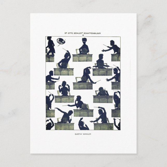 Cartão Postal Gustav Mahler Silhouette por Otto Böhler (Frente)