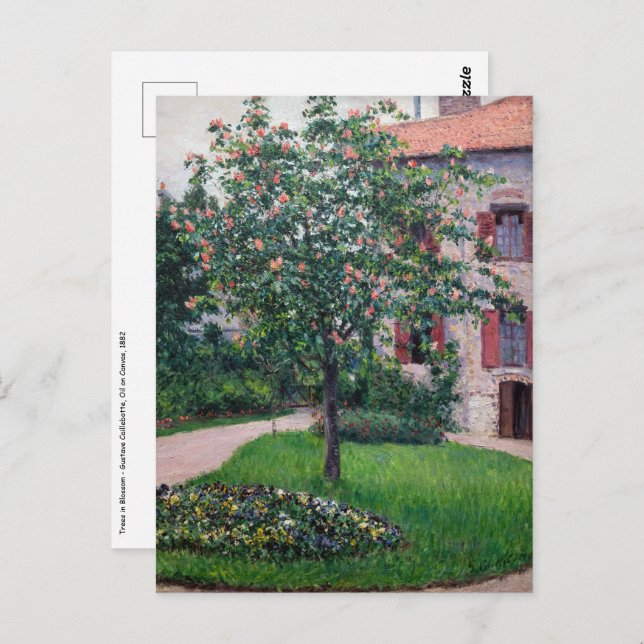 Cartão Postal Gustave Caillebotte - Árvores no Flor (Frente/Verso)