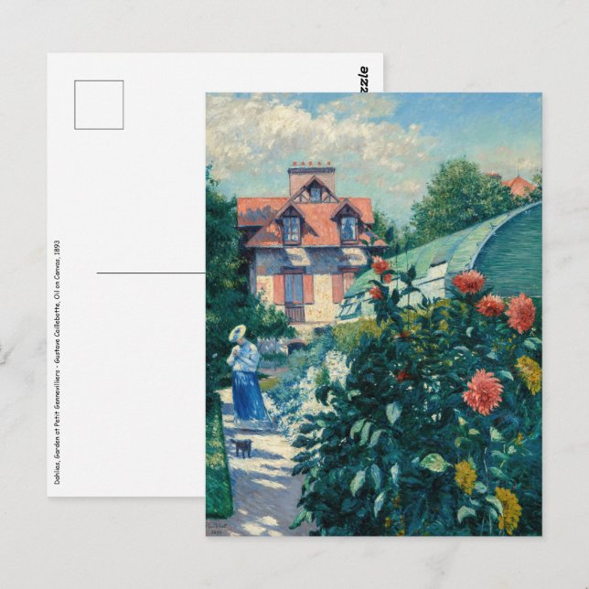 Cartão Postal Gustave Caillebotte - Dálias, Jardim (Frente/Verso)
