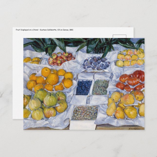Cartão Postal Gustave Caillebotte - Fruta exibida em um suporte (Frente/Verso)