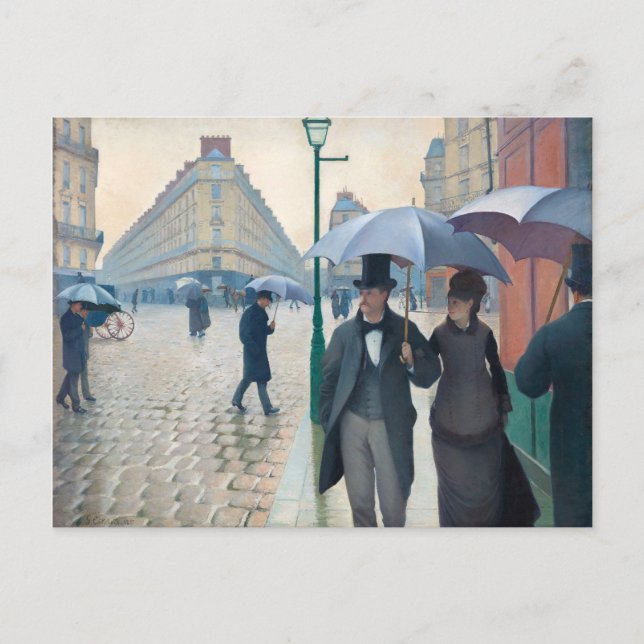 Cartão Postal Gustave Caillebotte Paris Street Rainy Day Trabalh (Frente)