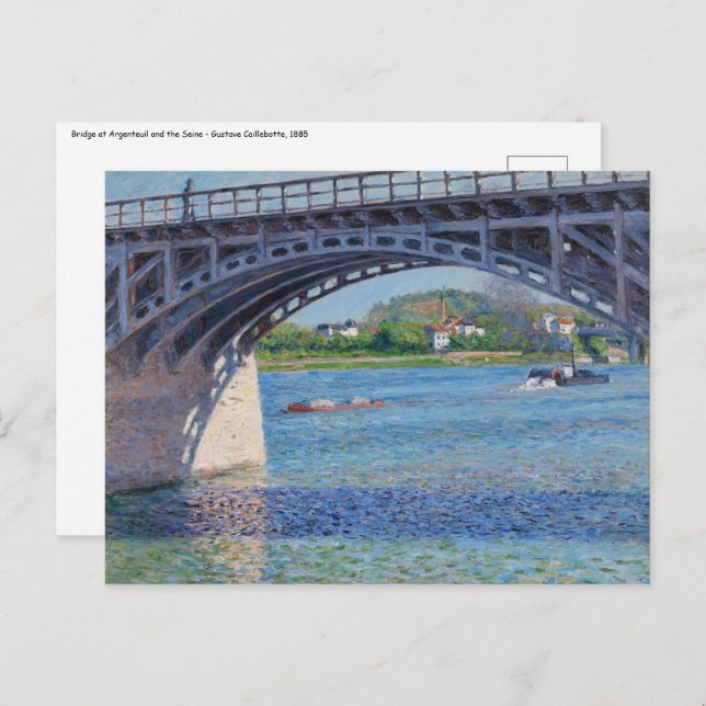 Cartão Postal Gustave Caillebotte - Ponte em Argenteuil & Seine (Frente/Verso)