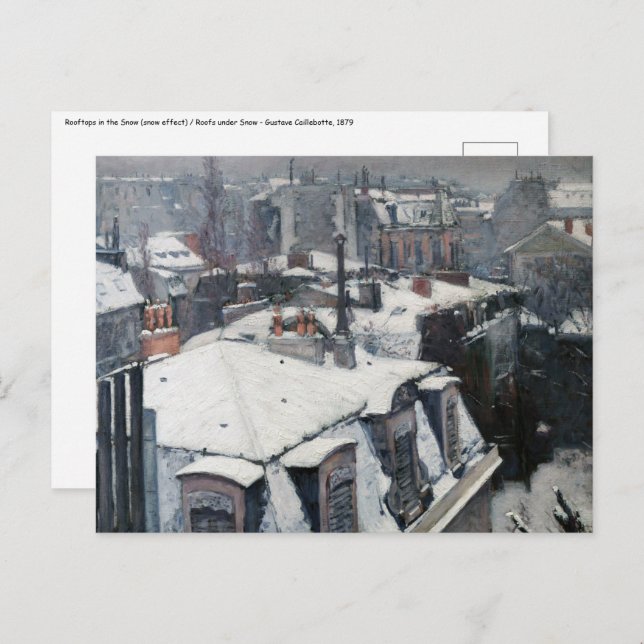 Cartão Postal Gustave Caillebotte - Telhados na neve (Frente/Verso)