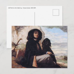 Cartão Postal Gustave Courbet - Autorretrato com um Cão Preto