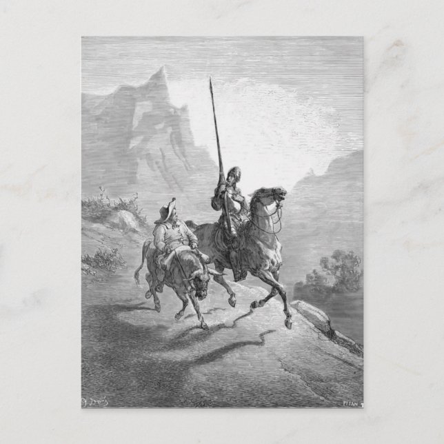 Cartão Postal Gustave Dore: Don Quixote e Sancho Parando (Frente)