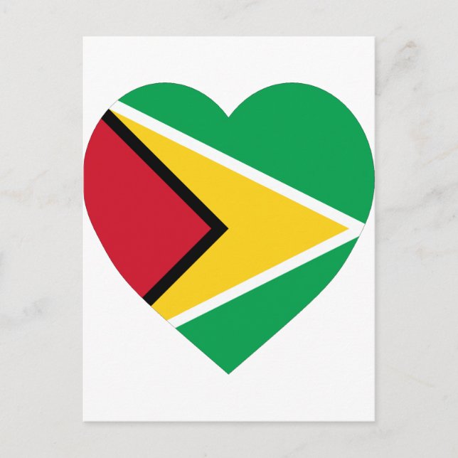 Cartão Postal Guyana Flag Heart (Frente)