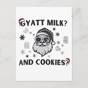 Cartão Postal Gyatt milk e Cookies Papais noeis engraçados Gen A