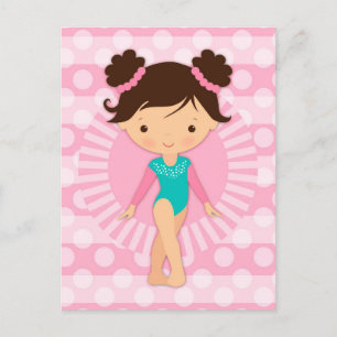 Cartão Postal Gymnast - Gymnástica Fria Turquesa Rosa