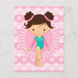 Cartão Postal Gymnast - Gymnástica Fria Turquesa Rosa