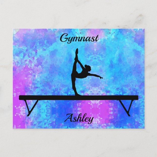 Cartão Postal Gymnastics Beam Watercolor (Frente)