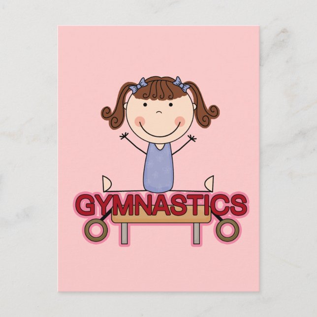 Cartão Postal GYMNASTICS - Brunette Girl divide Camisetas e pres (Frente)