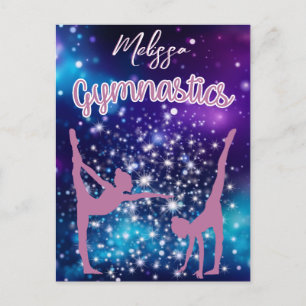 Cartão Postal Gymnastics Galaxy Purple Turquoise Personalizada