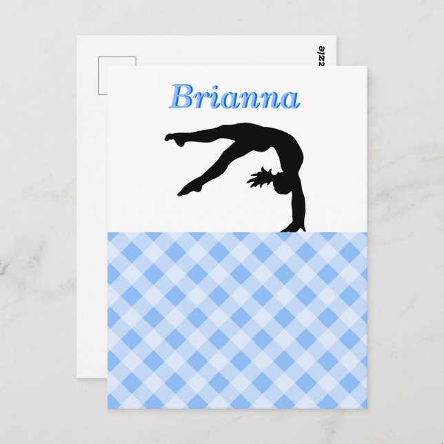 Cartão Postal Gymnastics Girl Blisful em Blue Personalised (Frente/Verso)