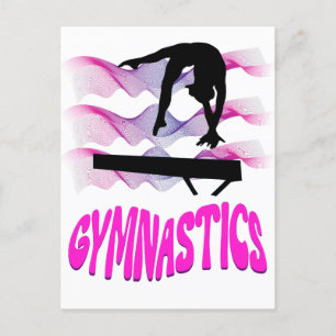 Cartão Postal Gymnastics Pink and Purple Balance Beam